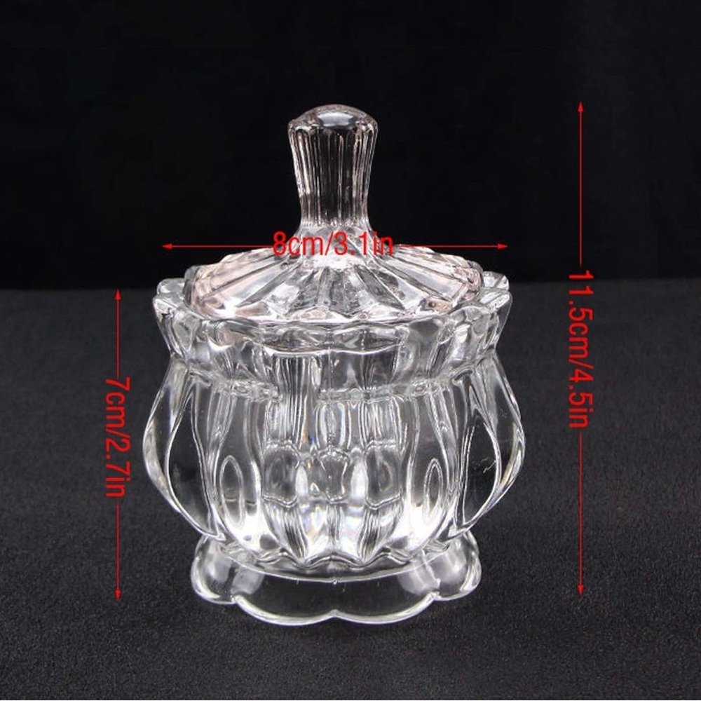 Vintage Crystal Cut Glass Sugar Bowl with Lid - Small Round Jewelry Jar